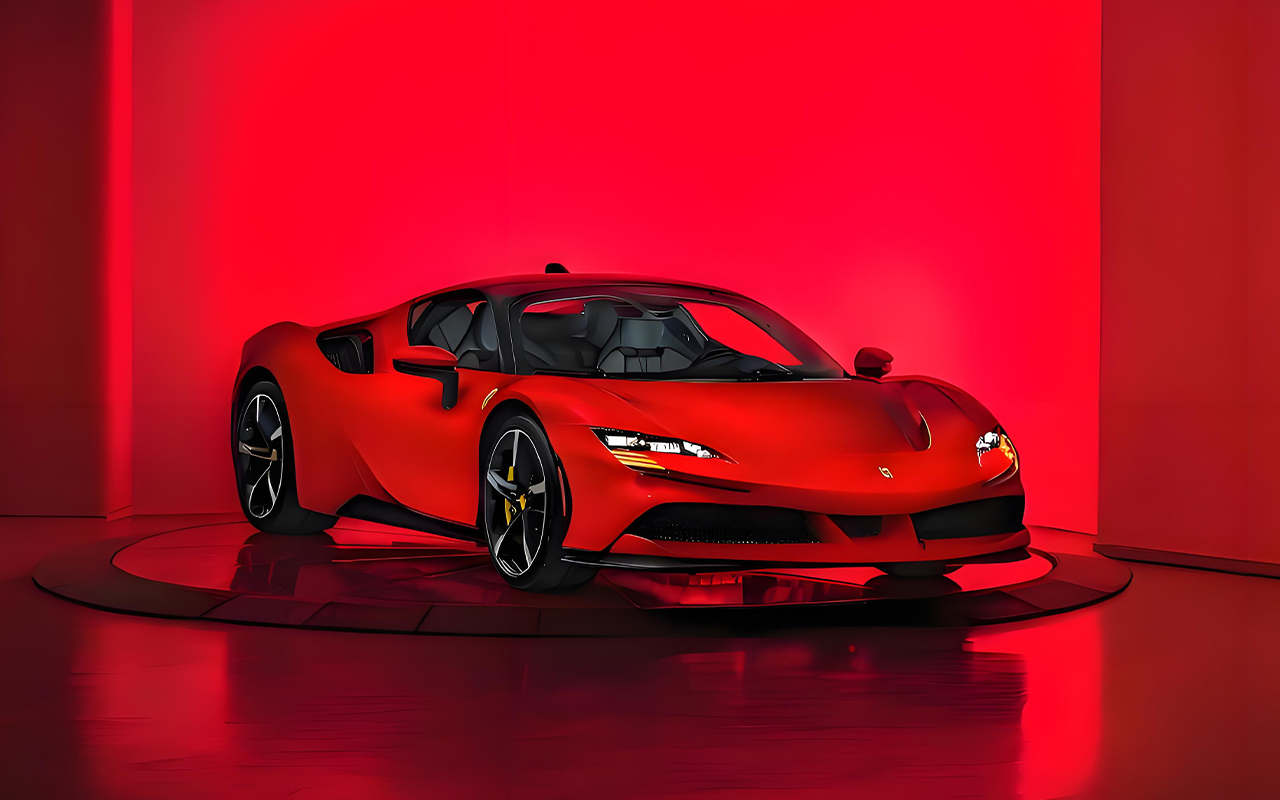 Ferrari Red Car Wrap Film فيلم تغليف السيارة الحمراء فيراري