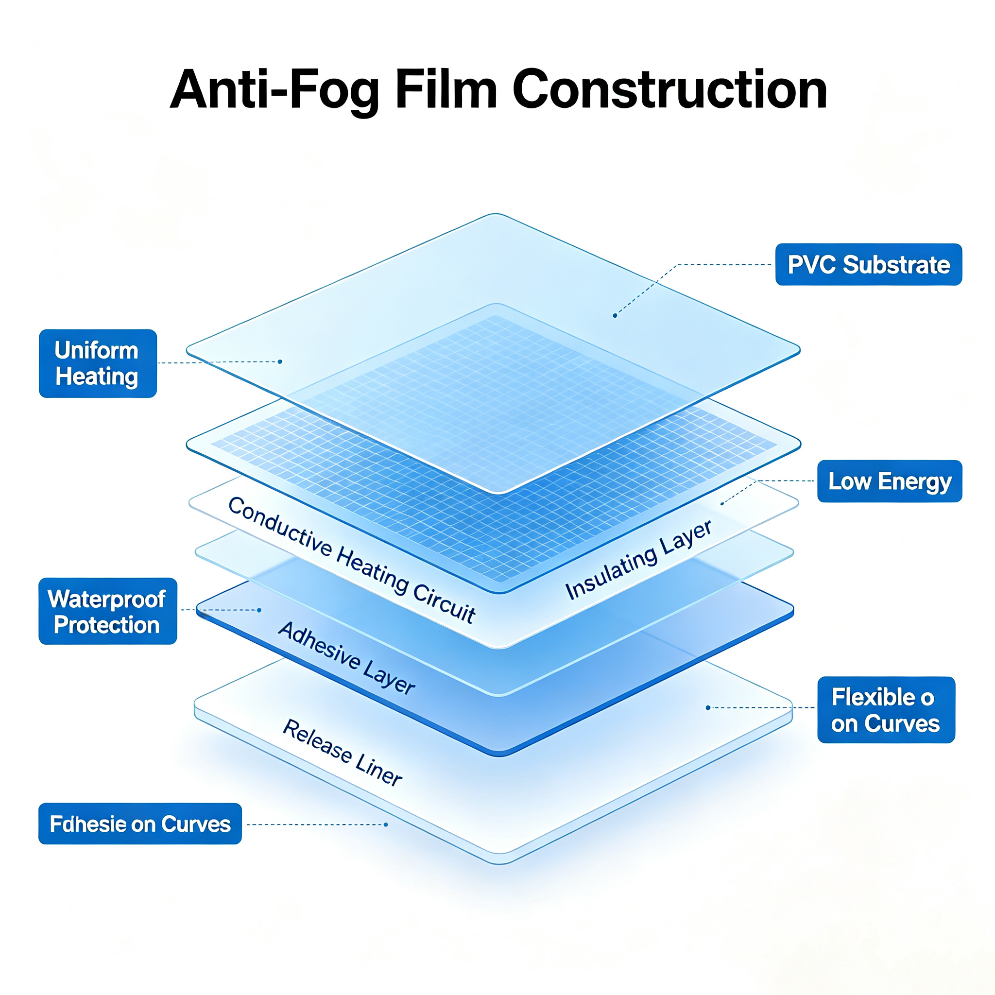 Anti-fog film structure diagram (1) مخطط هيكل الفيلم المضاد للضباب (1)