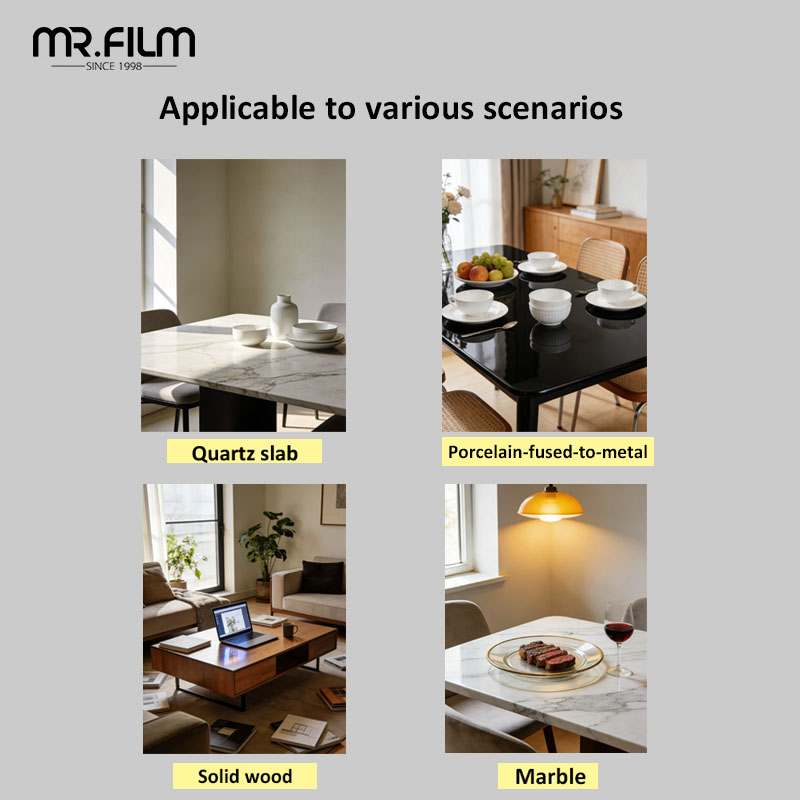 فيلم طاولة حماية من البلاستيك الشفاف على سطح الطاولة