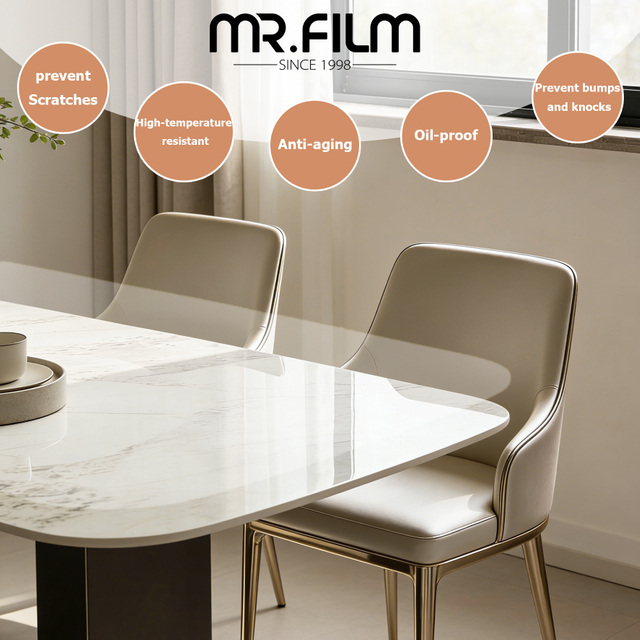 فيلم حماية الأثاث الشفاف اللامع، لون غير لامع
