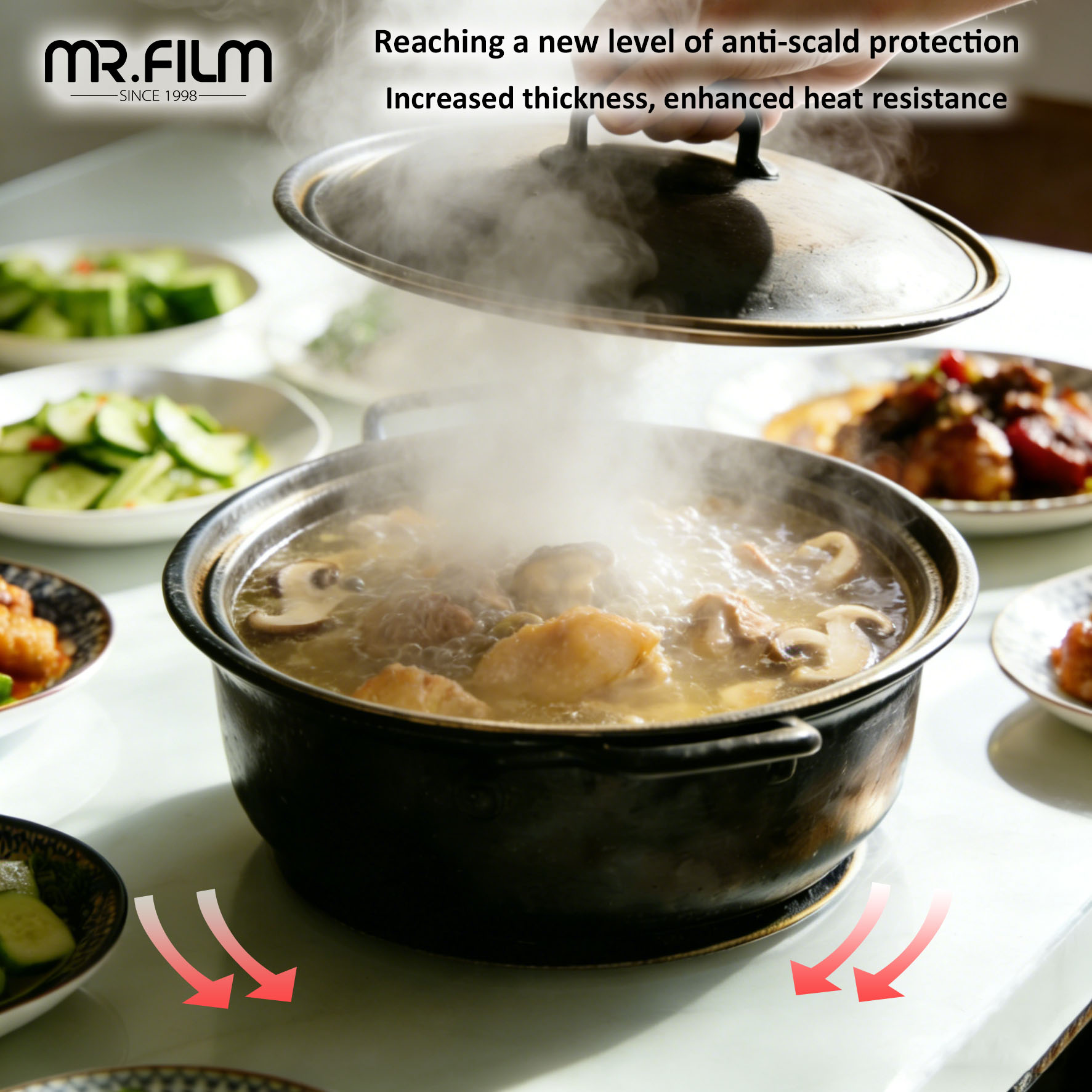 طبقة حماية رخامية شفافة للطاولة